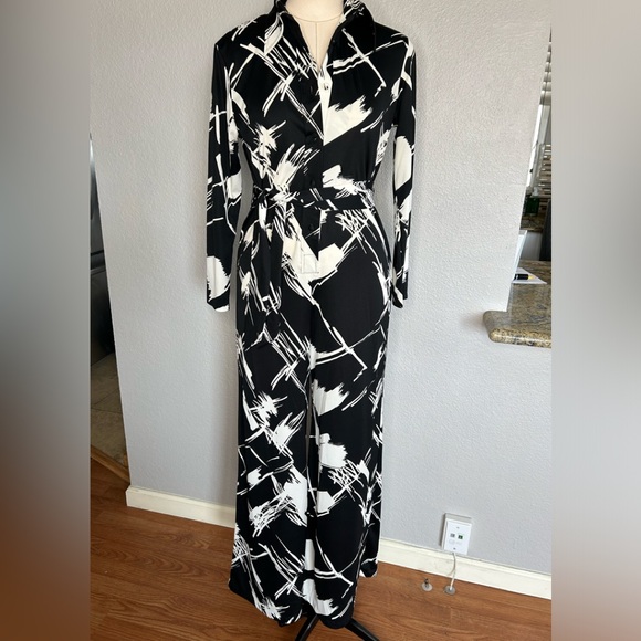 1970’s Vintage Lanvin graphic print wide leg jumpsuit